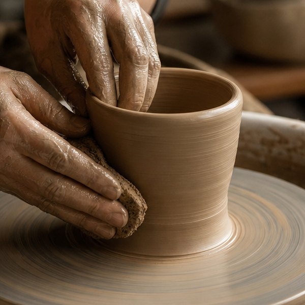 making a pottery mug — detail